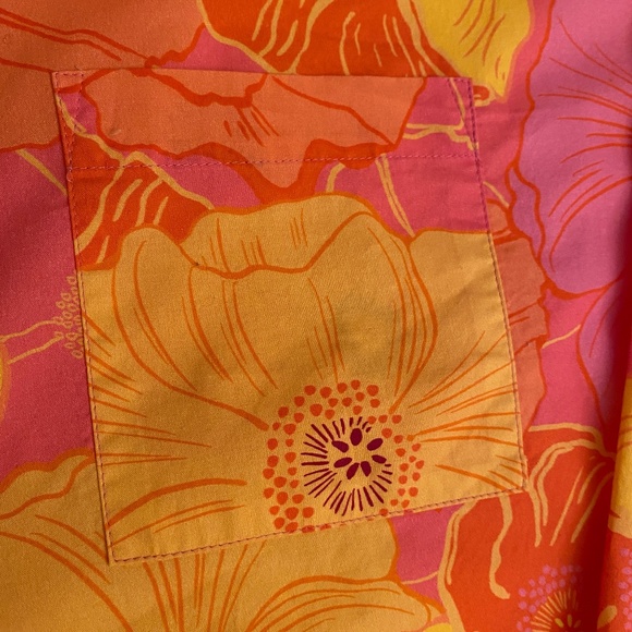 Floral Long Sleeve Organic Cotton Sleep Shirt In Sunkissed Poppies Sz Large - Picture 13 of 17